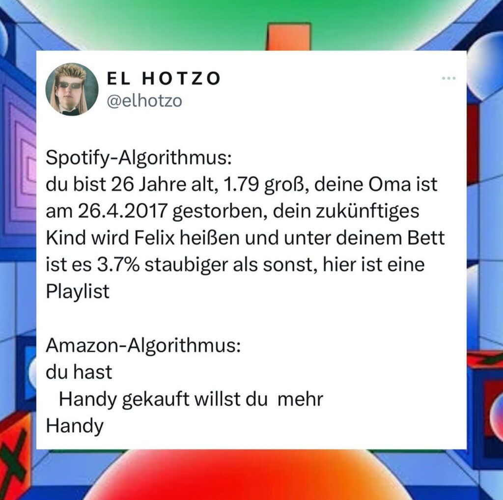 Tweet El Hotzo zu Recommendation Engines bei Amazon